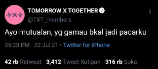 Sticker from TXT as Twitter user.