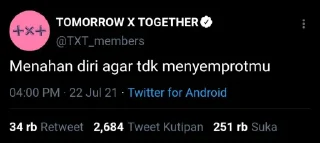Sticker from TXT as Twitter user.