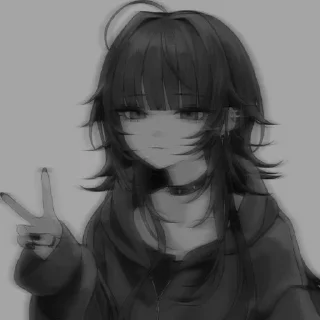 😶 emoji ᴀɴɪᴍᴇ ɢɪʀʟs - ʙʟᴀᴄᴋ Telegram sticker 10 of 15