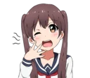 😪 emoji Sarcastic girl with pigtails Line Stickers Telegram sticker 7 of 81