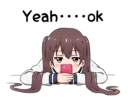 🆗 emoji Sarcastic girl with pigtails Line Stickers Telegram sticker 17 of 81