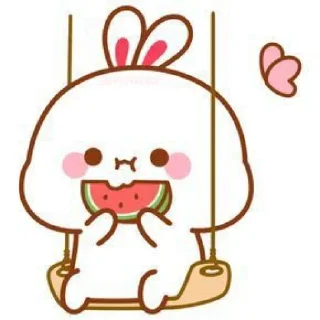 🍉 emoji Cute Bunny 🌸🍃 @Stickersbag Telegram sticker 23 of 70