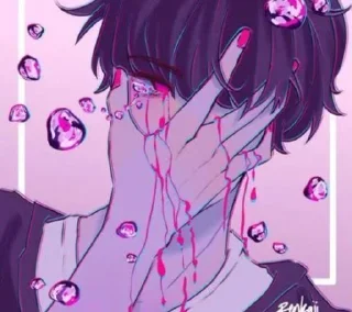 🙂 emoji Sad girl dan boy @Menhera_Kun_Miauu Telegram sticker 17 of 100