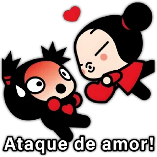😀 emoji ❤️👧🏻 Pucca y Garu 👦🏻❤️ Telegram sticker 6 of 24
