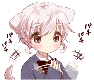 🙂 emoji Cute cat ear boy 2 @bistic Telegram sticker 20 of 40