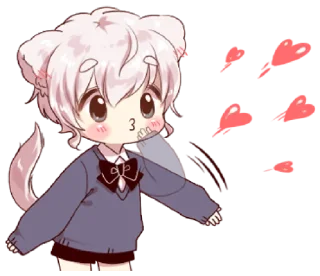 🥰 emoji Cute cat ear boy 2 @bistic Telegram sticker 15 of 40