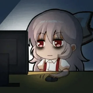 🤔 emoji Fujiwara Mokou 💤 Telegram sticker 1 of 30