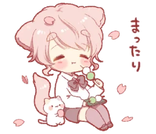 🌷 emoji Cute cat ear boy (spring) — @slyhterin Telegram sticker 6 of 25