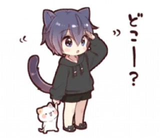 🐱 emoji Boy of a black cat(hoody)2 Telegram sticker 12 of 32