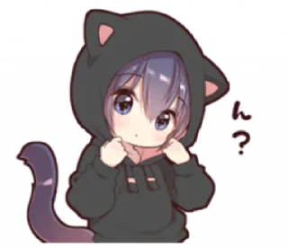 🐱 emoji Boy of a black cat(hoody)2 Telegram sticker 18 of 32
