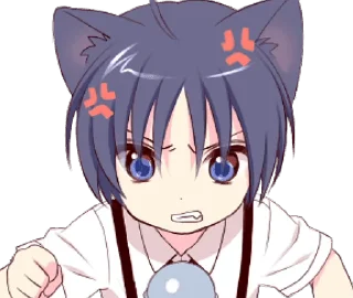 🤬 emoji Black Cat Boy Animated 🐈‍⬛ [@KawaiiStickersHere] Telegram sticker 18 of 24