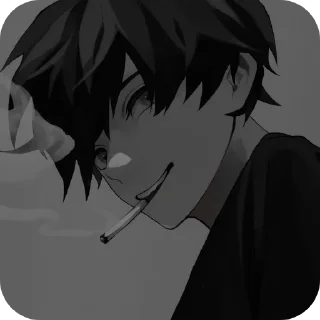 👍 emoji cowo anime merokok sedih by udin Telegram sticker 16 of 33