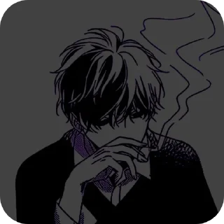 👍 emoji cowo anime merokok sedih by udin Telegram sticker 11 of 33