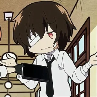 🕸 emoji Osamu Dazai [Chibi]᭄𖣘 @Kamado_slayer Telegram sticker 22 of 60