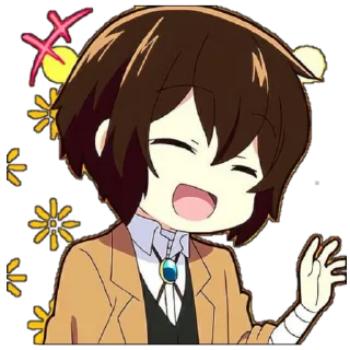🕸 emoji Osamu Dazai [Chibi]᭄𖣘 @Kamado_slayer Telegram sticker 18 of 60