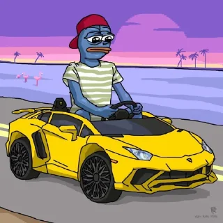 🚗 emoji BLUE PEPE 🔵 🐸 🔵 @BluePepe Telegram sticker 10 of 22