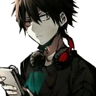 🖤 emoji [ @Cutie_Riya ] [Dark Anime boy] Telegram sticker 24 of 40
