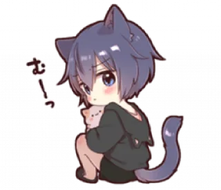 🐱 emoji Boy of a black cat(hoody)2 Telegram sticker 7 of 32