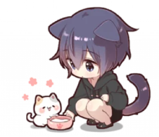 🐱 emoji Boy of a black cat(hoody)2 Telegram sticker 9 of 32