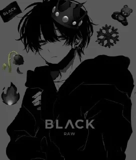 🖤 emoji [ @Cutie_Riya ] [Dark Anime boy] Telegram sticker 16 of 36