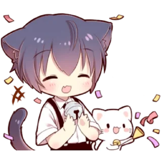 🍓 emoji Little Cat Boy ; @Leefanogavin Telegram sticker 7 of 100